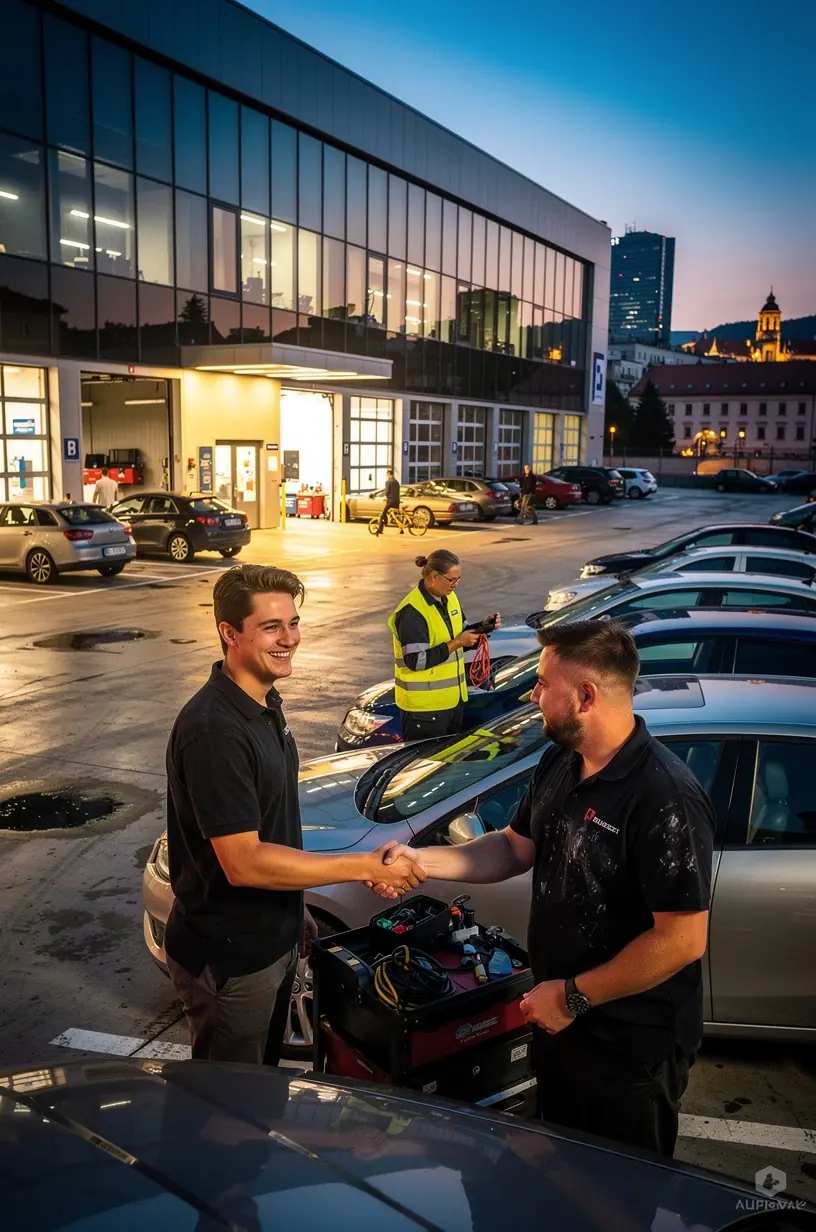 Automobil na zdviháku počas komplexnej počítačovej kontroly podvozku a bŕzd.